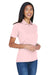 UltraClub 8404 Womens Cool & Dry Moisture Wicking Short Sleeve Polo Shirt Pink Model 3q