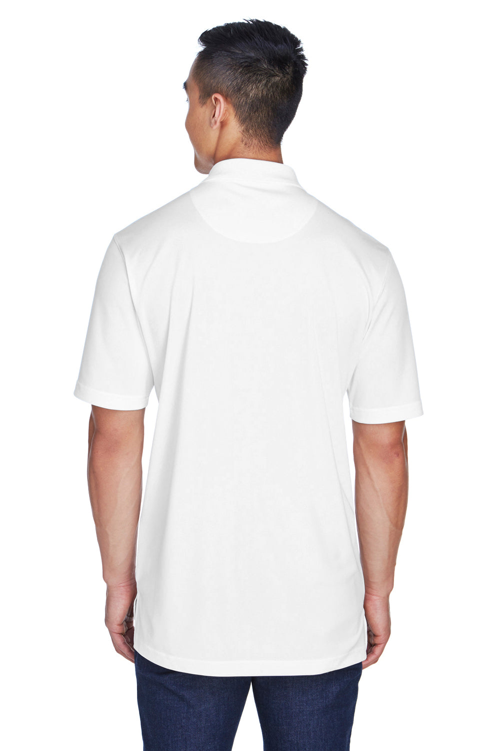 UltraClub 8405/8405T Mens Cool & Dry Moisture Wicking Short Sleeve Polo Shirt White Model Back