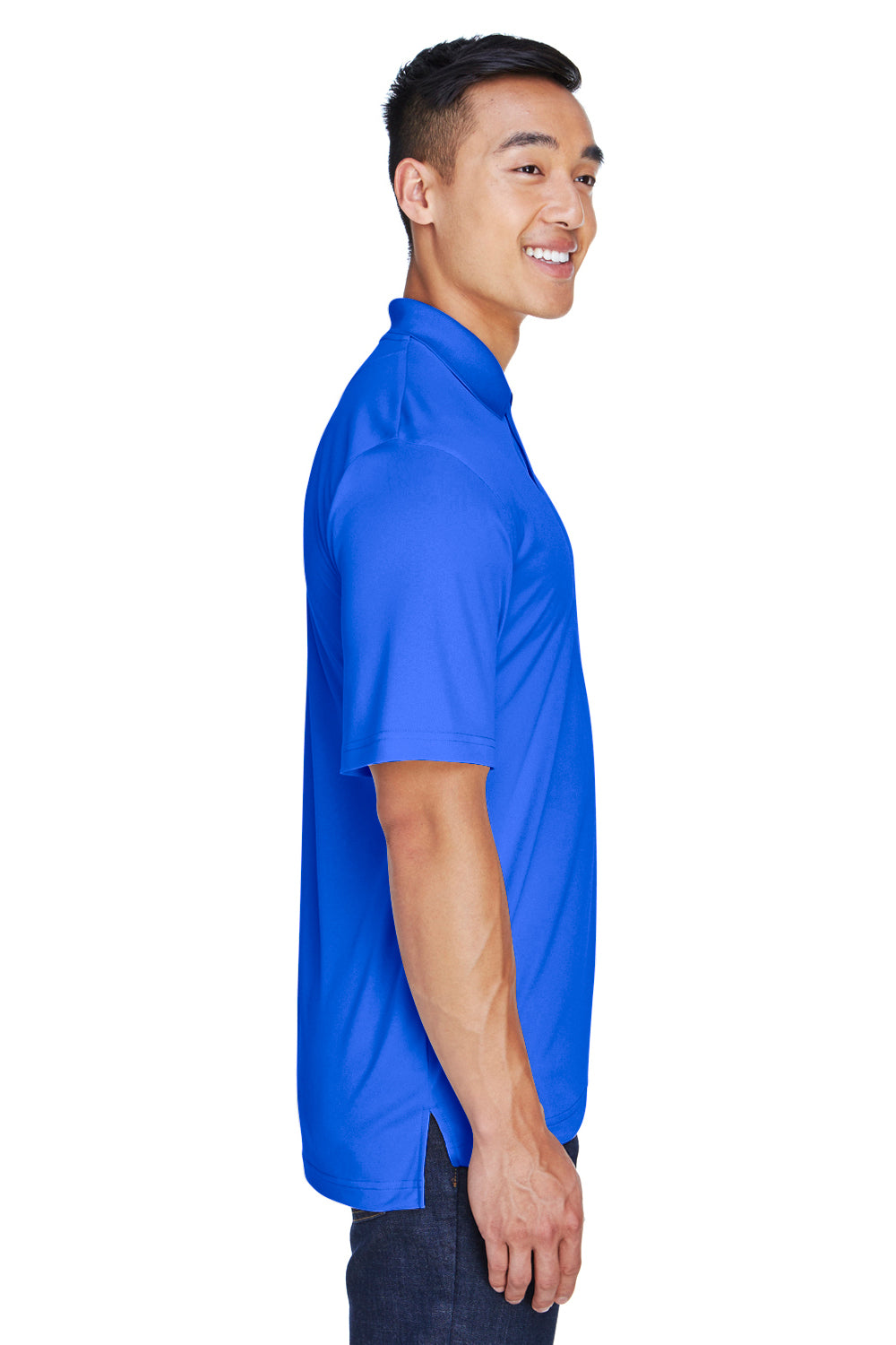 UltraClub 8405/8405T Mens Cool & Dry Moisture Wicking Short Sleeve Polo Shirt Royal Blue Model Side