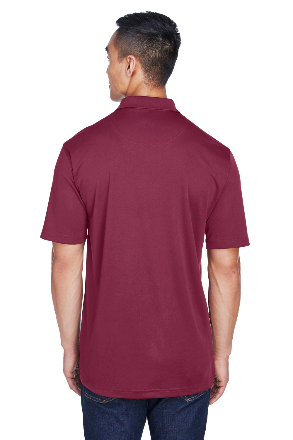 UltraClub 8405/8405T Mens Cool & Dry Moisture Wicking Short Sleeve Polo Shirt Maroon Model Back