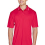 UltraClub Mens Cool & Dry Moisture Wicking Short Sleeve Polo Shirt - Red/White - Closeout