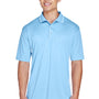 UltraClub Mens Cool & Dry Moisture Wicking Short Sleeve Polo Shirt - Columbia Blue/White - Closeout