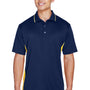 UltraClub Mens Cool & Dry Moisture Wicking Short Sleeve Polo Shirt - Navy Blue/Gold - Closeout