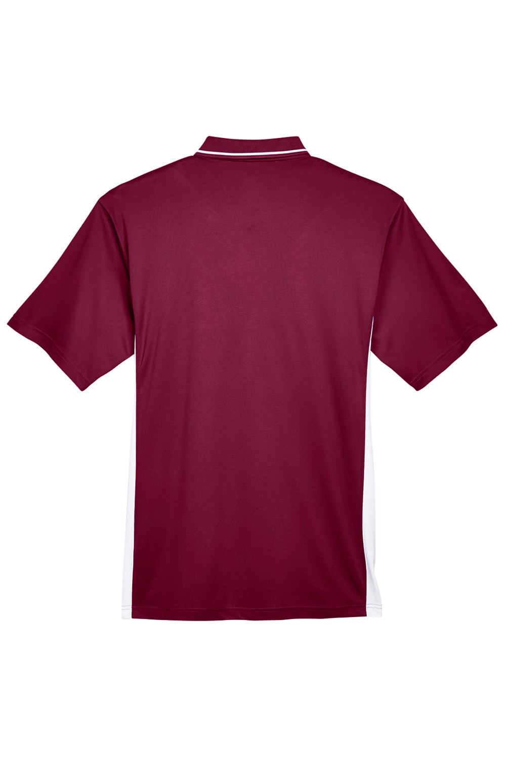 UltraClub 8406 Mens Cool & Dry Moisture Wicking Short Sleeve Polo Shirt Maroon/White Flat Back