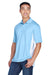 UltraClub 8406 Mens Cool & Dry Moisture Wicking Short Sleeve Polo Shirt Columbia Blue/White Model 3q
