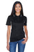 UltraClub 8406L Womens Cool & Dry Moisture Wicking Short Sleeve Polo Shirt Black/Stone Grey Model Front