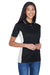UltraClub 8406L Womens Cool & Dry Moisture Wicking Short Sleeve Polo Shirt Black/Stone Grey Model 3q