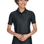 UltraClub Womens Cool & Dry Elite Performance Moisture Wicking Short Sleeve Polo Shirt - Black - Closeout