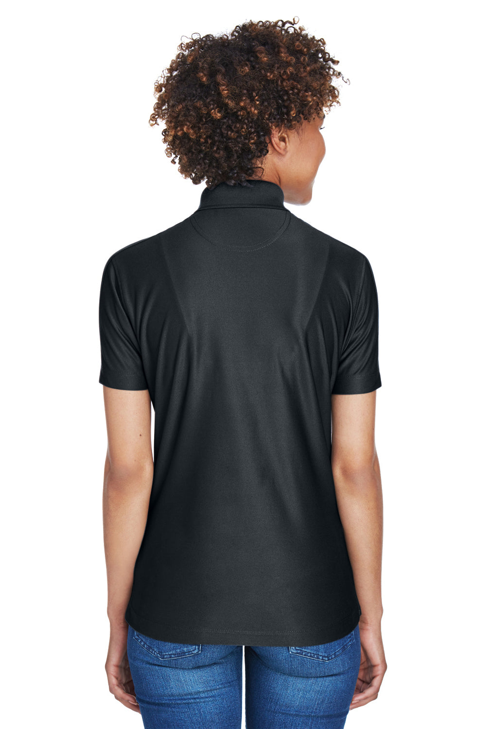 UltraClub 8414 Womens Cool & Dry Elite Performance Moisture Wicking Short Sleeve Polo Shirt Black Model Back