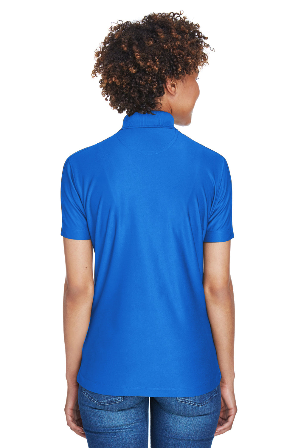 UltraClub 8414 Womens Cool & Dry Elite Performance Moisture Wicking Short Sleeve Polo Shirt Royal Blue Model Back