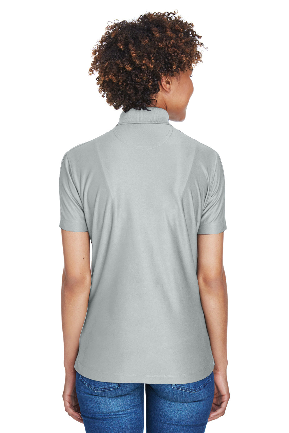 UltraClub 8414 Womens Cool & Dry Elite Performance Moisture Wicking Short Sleeve Polo Shirt Grey Model Back