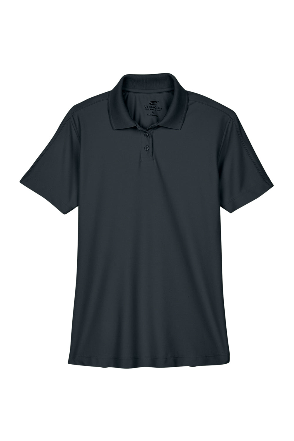 UltraClub 8414 Womens Cool & Dry Elite Performance Moisture Wicking Short Sleeve Polo Shirt Black Flat Front