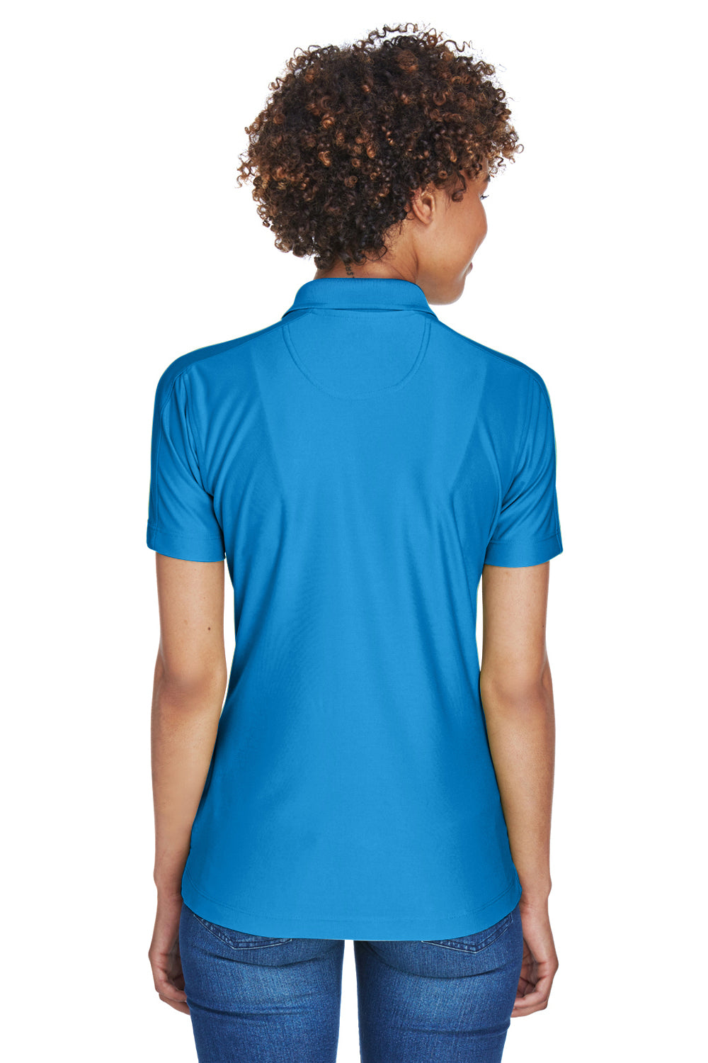 UltraClub 8414 Womens Cool & Dry Elite Performance Moisture Wicking Short Sleeve Polo Shirt Pacific Blue Model Back