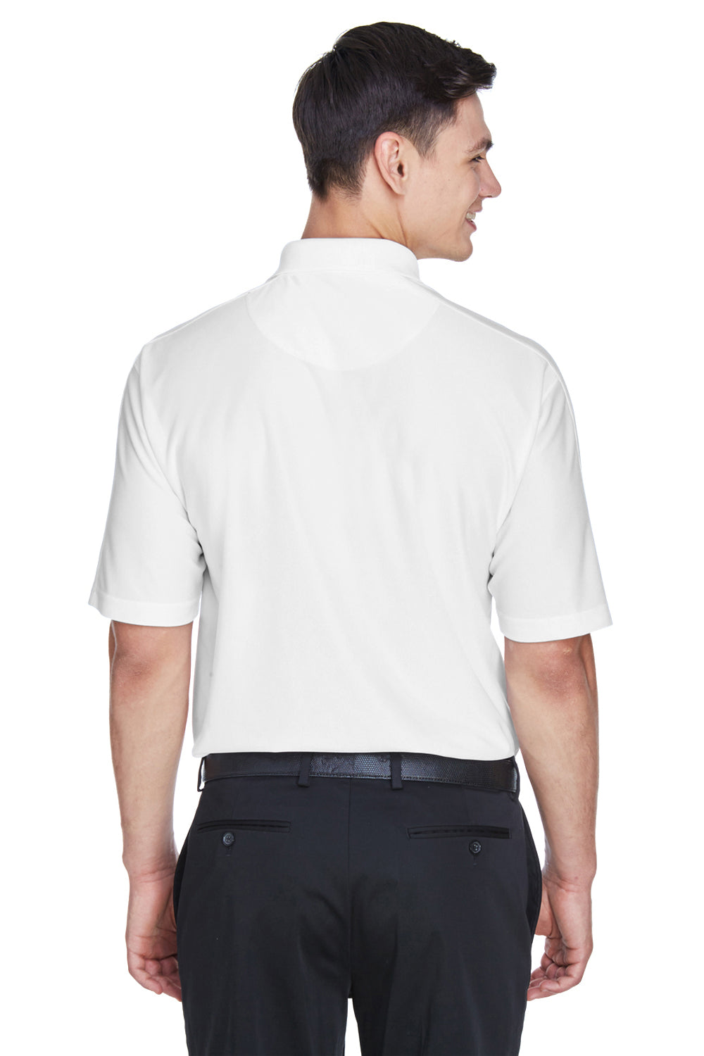 UltraClub 8415/8415T Mens Cool & Dry Elite Performance Moisture Wicking Short Sleeve Polo Shirt White Model Back