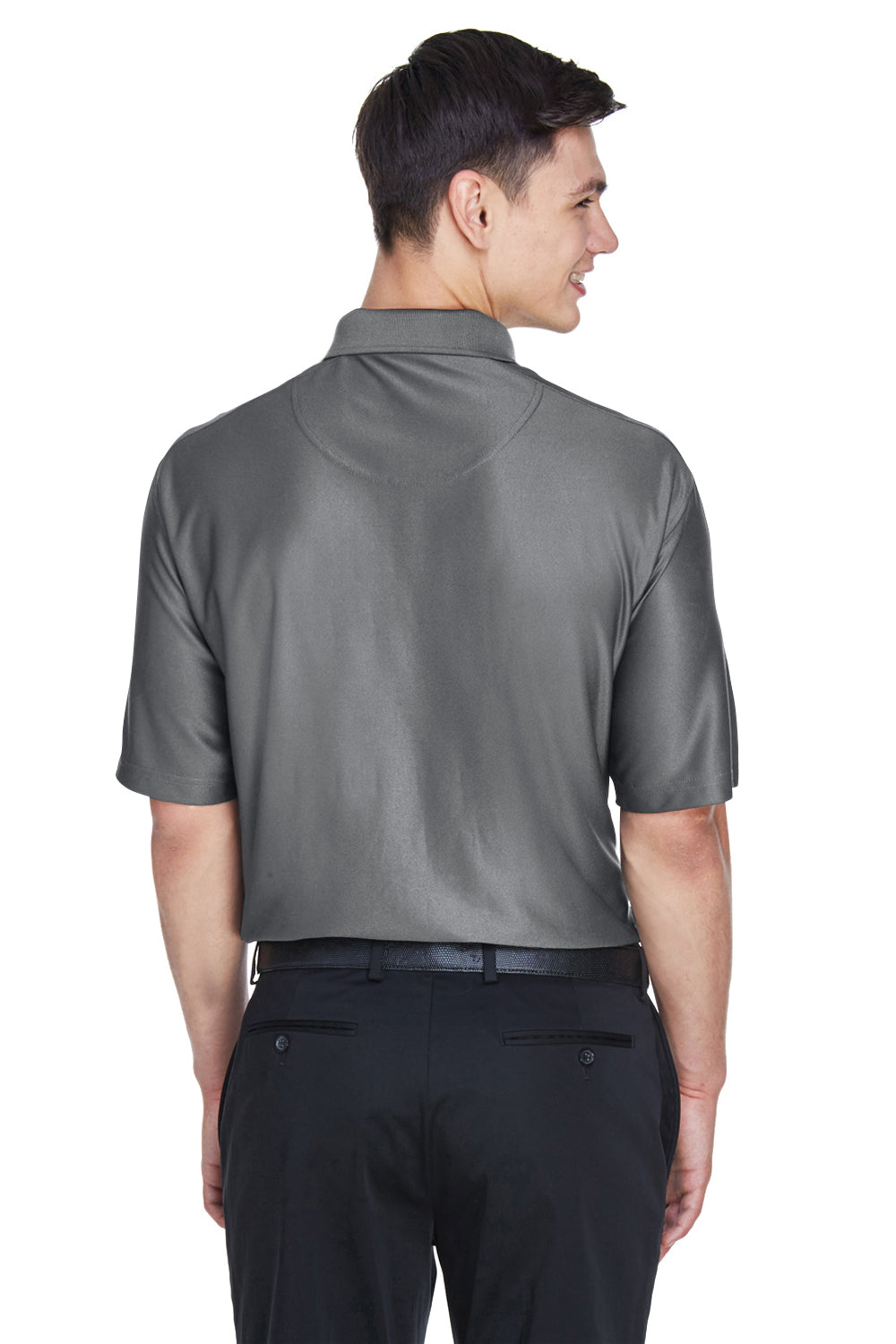 UltraClub 8415/8415T Mens Cool & Dry Elite Performance Moisture Wicking Short Sleeve Polo Shirt Charcoal Grey Model Back