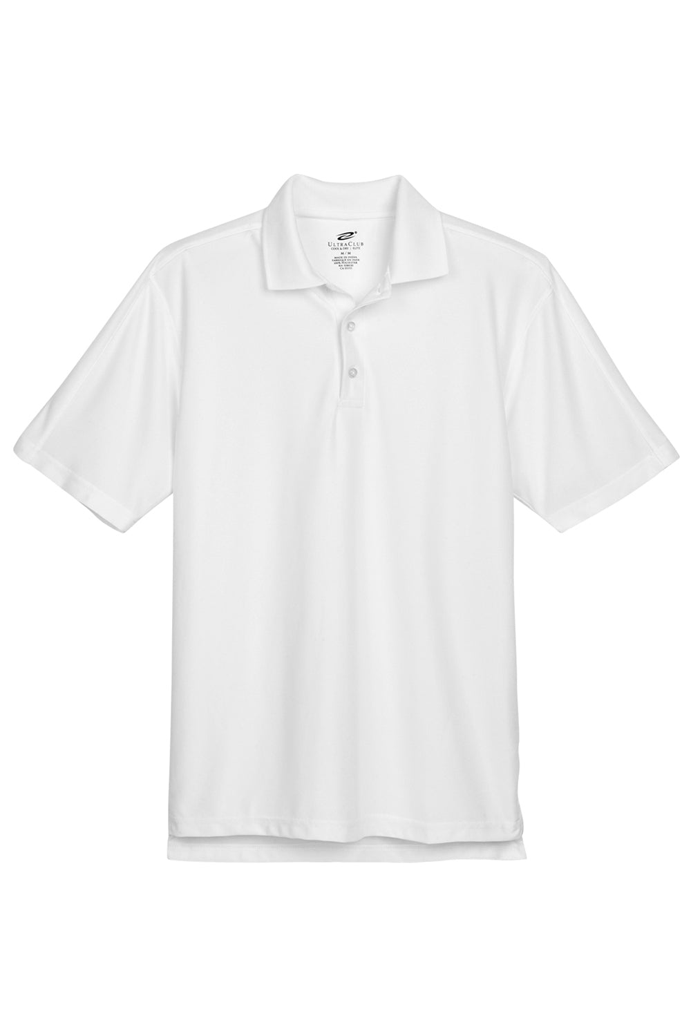 UltraClub 8415/8415T Mens Cool & Dry Elite Performance Moisture Wicking Short Sleeve Polo Shirt White Flat Front