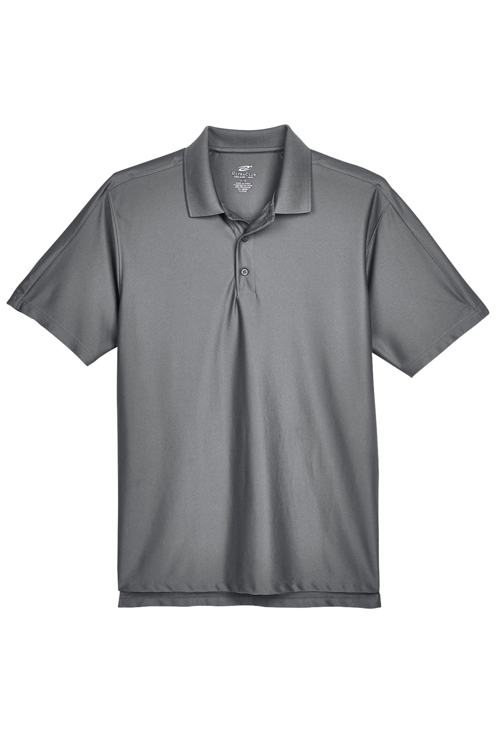 UltraClub 8415/8415T Mens Cool & Dry Elite Performance Moisture Wicking Short Sleeve Polo Shirt Charcoal Grey Flat Front