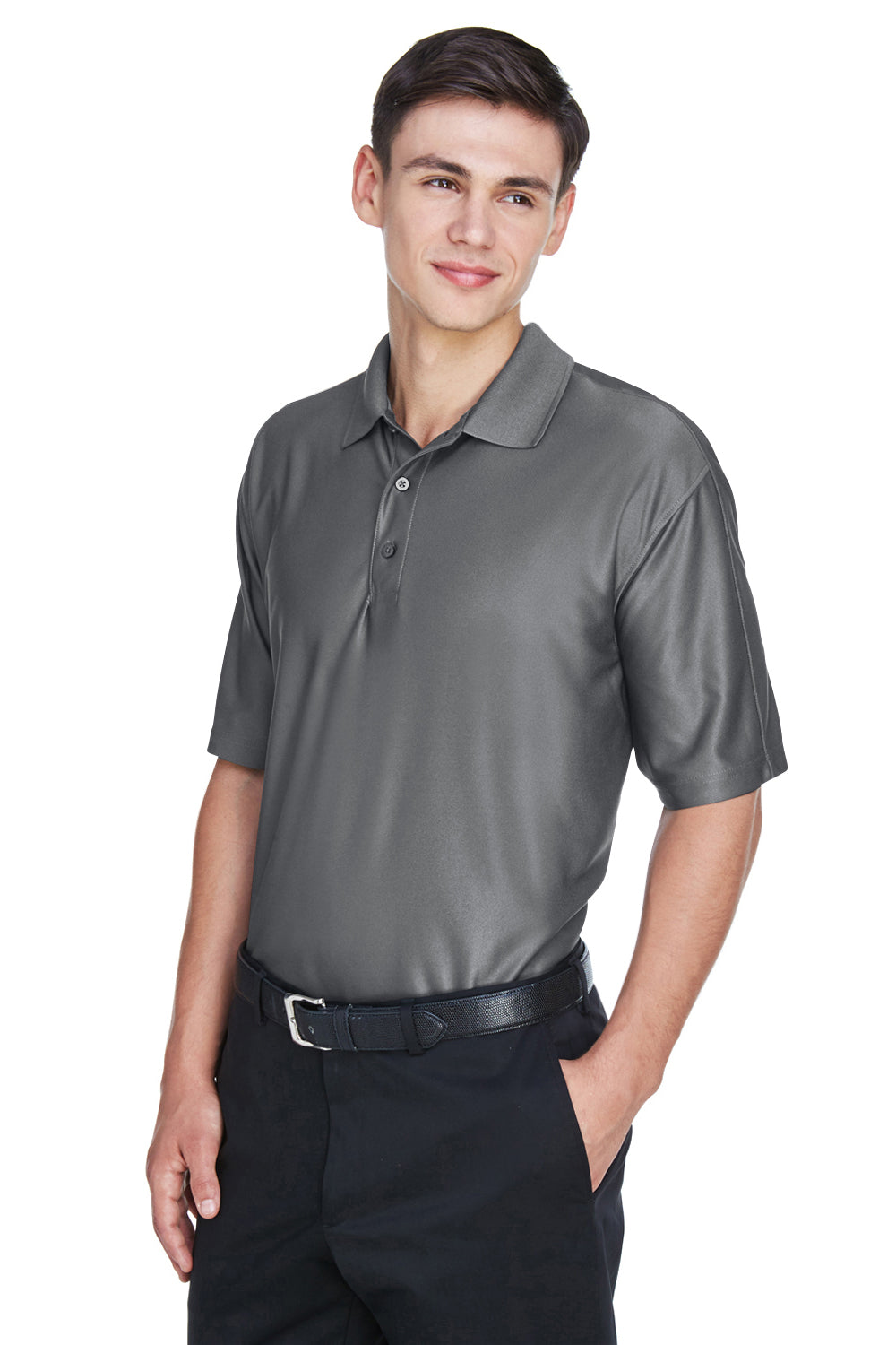 UltraClub 8415/8415T Mens Cool & Dry Elite Performance Moisture Wicking Short Sleeve Polo Shirt Charcoal Grey Model 3q