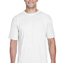 UltraClub Mens Cool & Dry Performance Moisture Wicking Short Sleeve Crewneck T-Shirt - White - Closeout