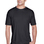UltraClub Mens Cool & Dry Performance Moisture Wicking Short Sleeve Crewneck T-Shirt - Black - Closeout
