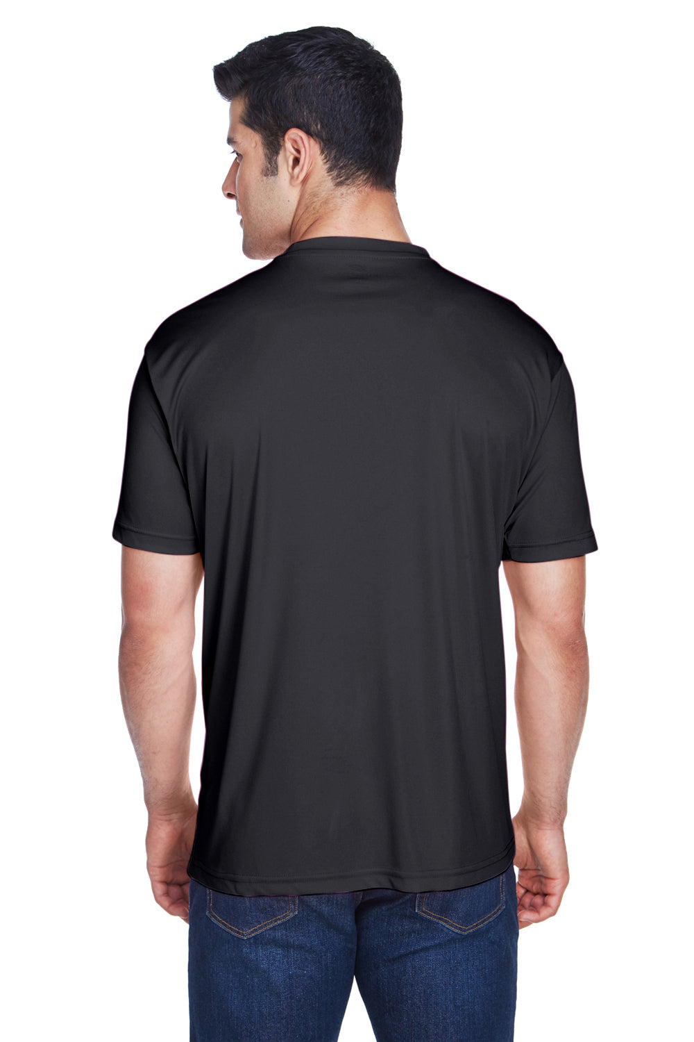 UltraClub 8420 Mens Cool & Dry Performance Moisture Wicking Short Sleeve Crewneck T-Shirt Black Model Back