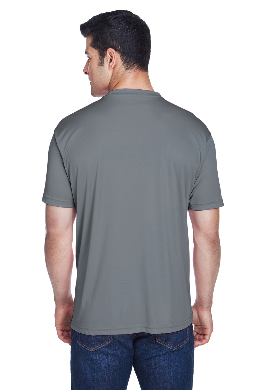 UltraClub 8420 Mens Cool & Dry Performance Moisture Wicking Short Sleeve Crewneck T-Shirt Charcoal Grey Model Back