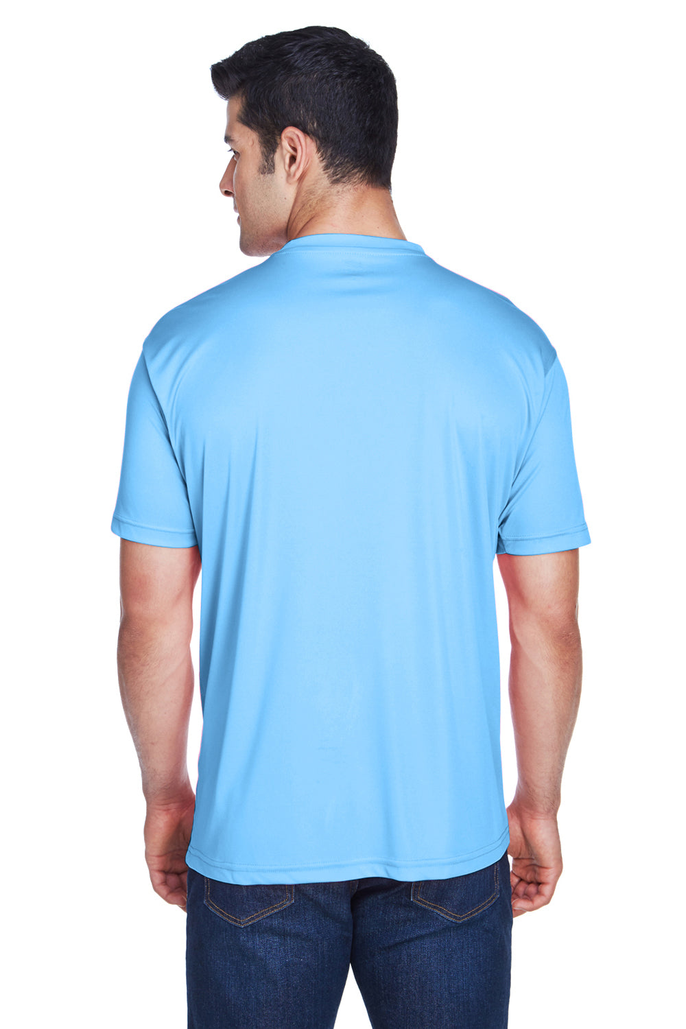 UltraClub 8420 Mens Cool & Dry Performance Moisture Wicking Short Sleeve Crewneck T-Shirt Columbia Blue Model Back