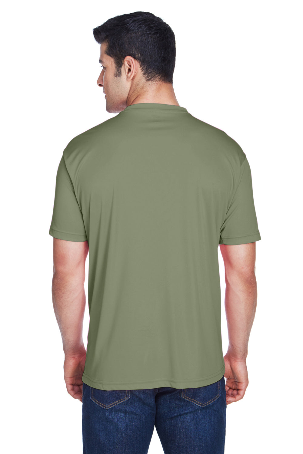 UltraClub 8420 Mens Cool & Dry Performance Moisture Wicking Short Sleeve Crewneck T-Shirt Military Green Model Back