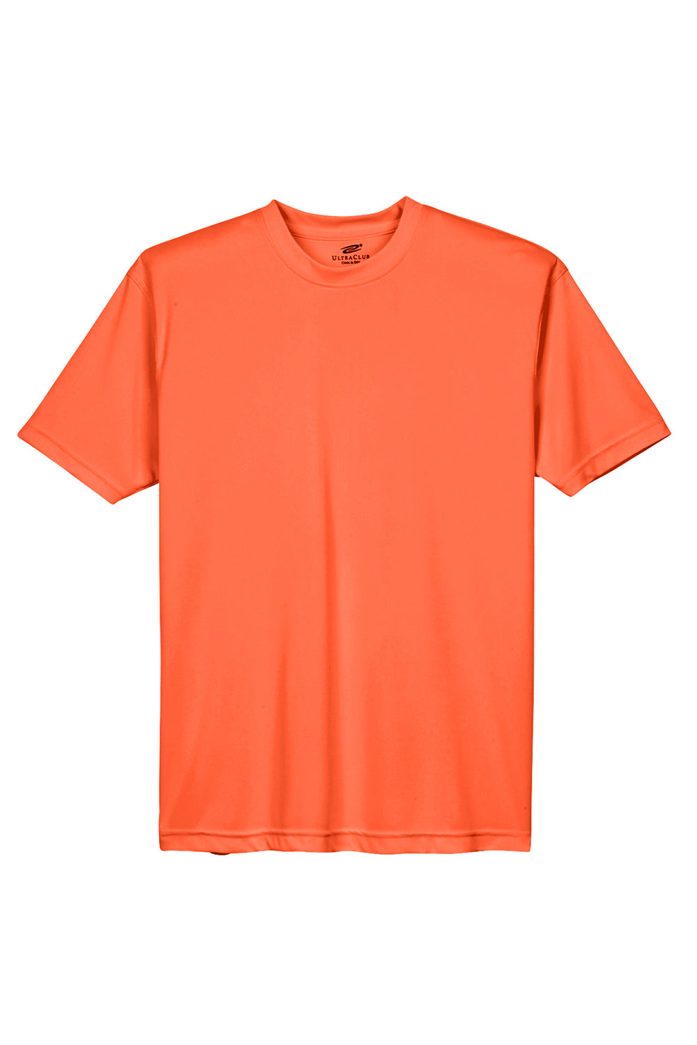 UltraClub 8420 Mens Cool & Dry Performance Moisture Wicking Short Sleeve Crewneck T-Shirt Bright Orange Flat Front