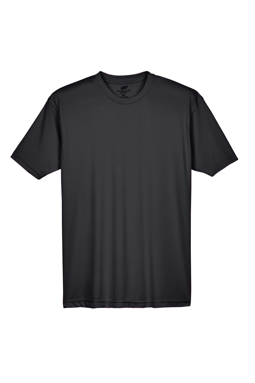 UltraClub 8420 Mens Cool & Dry Performance Moisture Wicking Short Sleeve Crewneck T-Shirt Black Flat Front