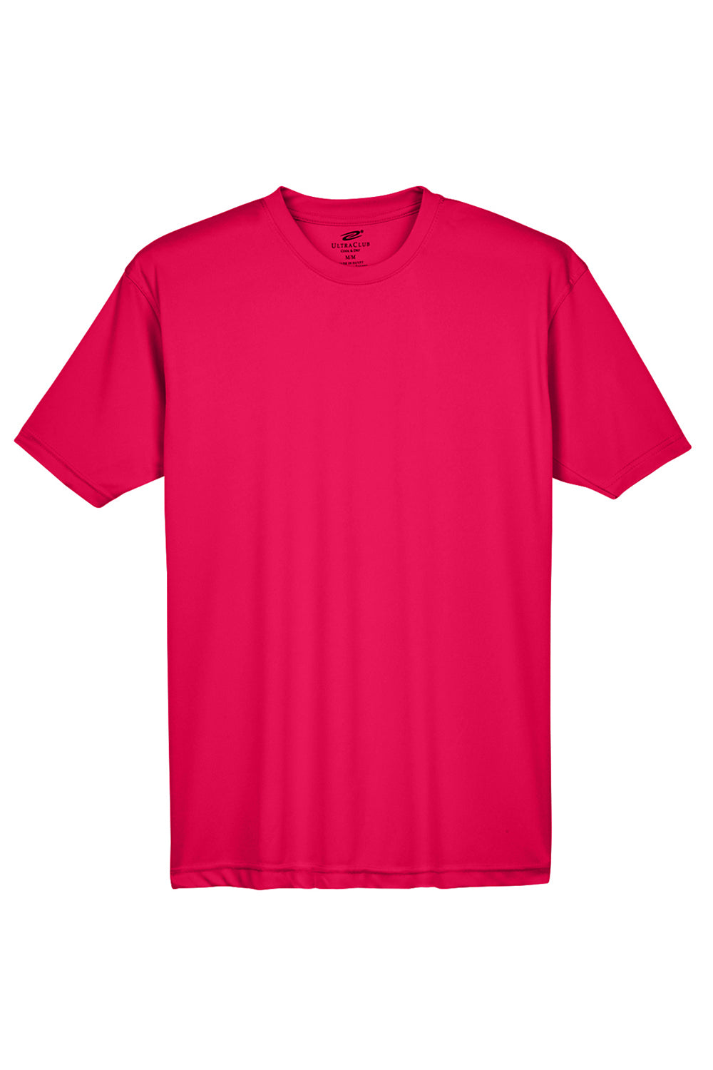 UltraClub 8420 Mens Cool & Dry Performance Moisture Wicking Short Sleeve Crewneck T-Shirt Red Flat Front