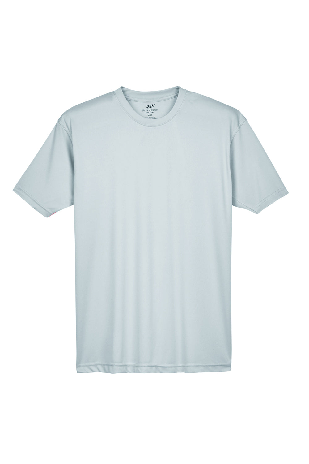 UltraClub 8420 Mens Cool & Dry Performance Moisture Wicking Short Sleeve Crewneck T-Shirt Grey Flat Front