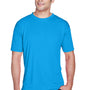 UltraClub Mens Cool & Dry Performance Moisture Wicking Short Sleeve Crewneck T-Shirt - Sapphire Blue - Closeout