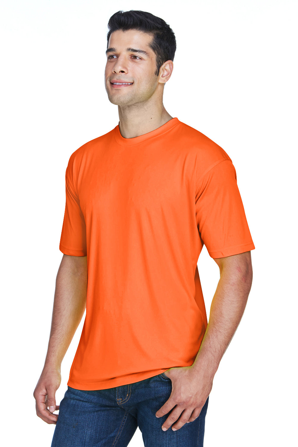 UltraClub 8420 Mens Cool & Dry Performance Moisture Wicking Short Sleeve Crewneck T-Shirt Bright Orange Model 3q