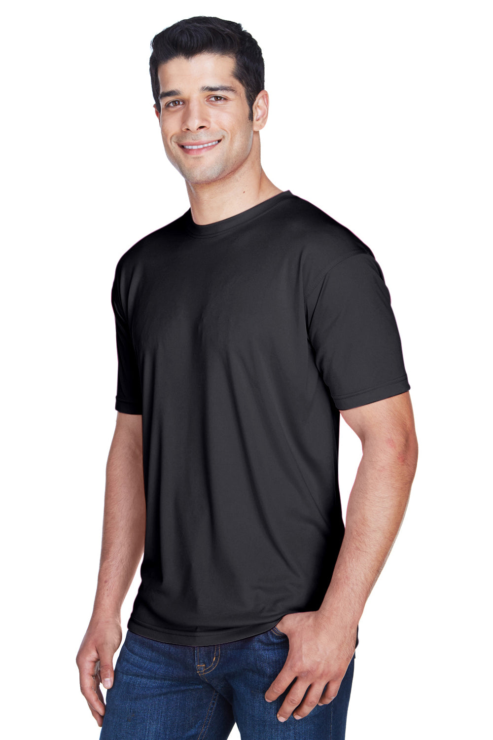 UltraClub 8420 Mens Cool & Dry Performance Moisture Wicking Short Sleeve Crewneck T-Shirt Black Model 3q