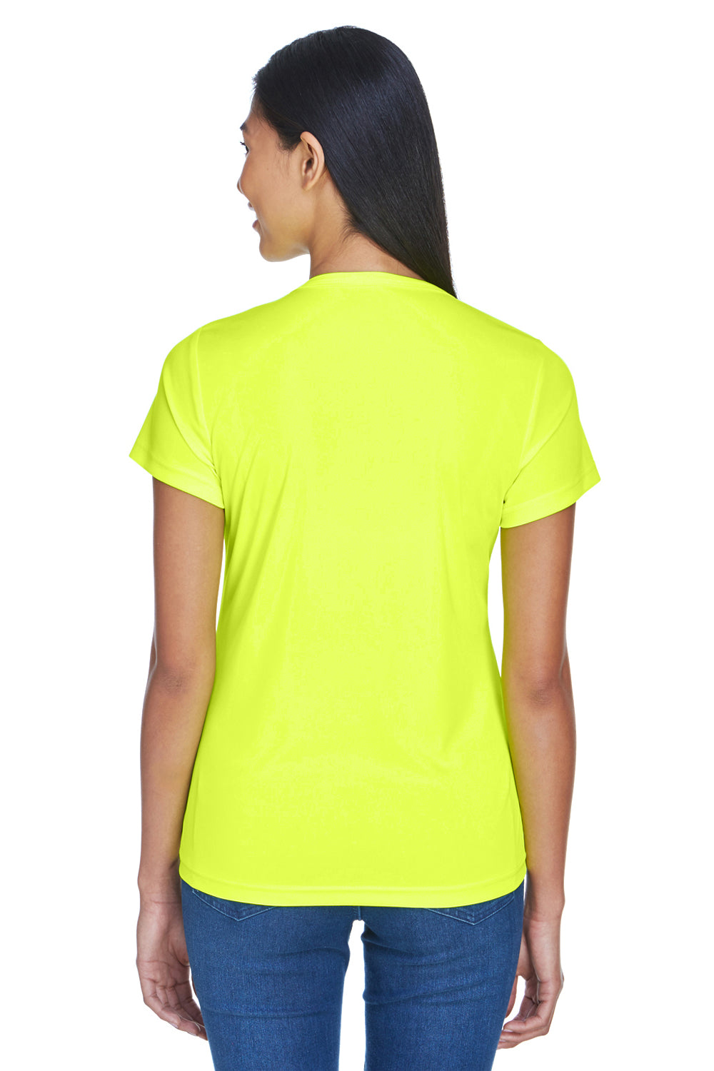 UltraClub 8420L Womens Cool & Dry Performance Moisture Wicking Short Sleeve Crewneck T-Shirt Bright Yellow Model Back