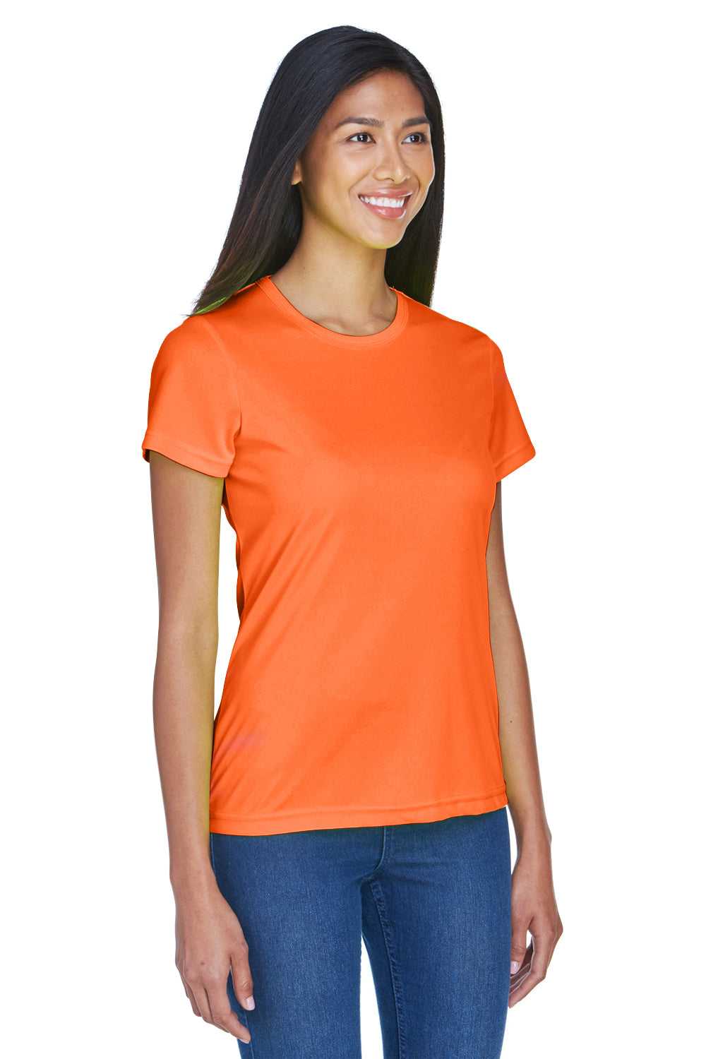 UltraClub 8420L Womens Cool & Dry Performance Moisture Wicking Short Sleeve Crewneck T-Shirt Bright Orange Model 3q