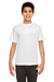 UltraClub 8420Y Youth Cool & Dry Performance Moisture Wicking Short Sleeve Crewneck T-Shirt White Model Front