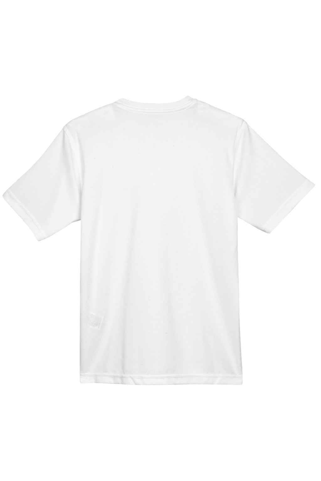 UltraClub 8420Y Youth Cool & Dry Performance Moisture Wicking Short Sleeve Crewneck T-Shirt White Flat Back