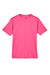 UltraClub 8420Y Youth Cool & Dry Performance Moisture Wicking Short Sleeve Crewneck T-Shirt Heliconia Pink Flat Front