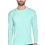 UltraClub Mens Cool & Dry Performance Moisture Wicking Long Sleeve Crewneck T-Shirt - Sea Frost Green - Closeout