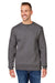 J America 8424JA Mens Premium Fleece Crewneck Sweatshirt Heather Charcoal Grey Model Front