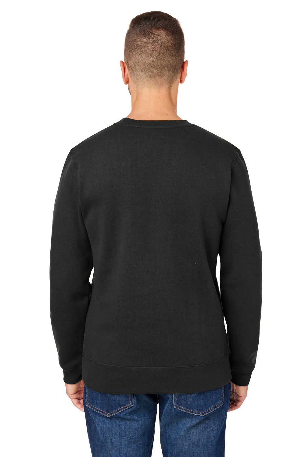 J America 8424JA Mens Premium Fleece Crewneck Sweatshirt Black Model Back