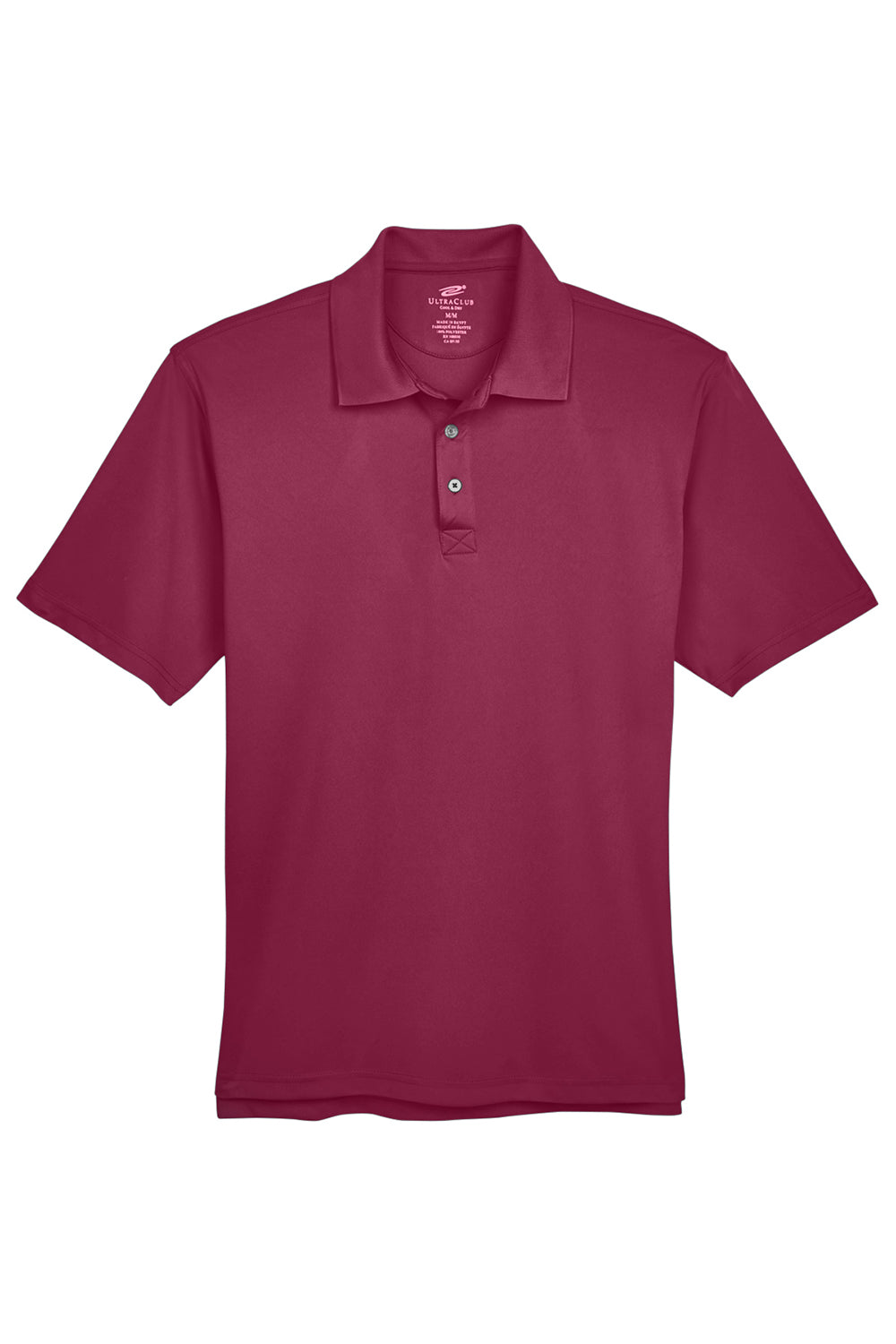 UltraClub 8425 Mens Cool & Dry Performance Moisture Wicking Short Sleeve Polo Shirt Maroon Flat Front