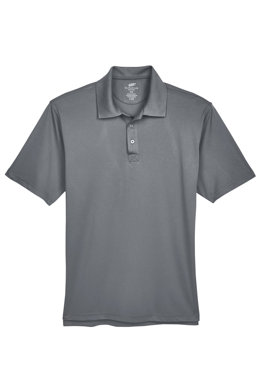 UltraClub 8425 Mens Cool & Dry Performance Moisture Wicking Short Sleeve Polo Shirt Charcoal Grey Flat Front