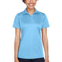 UltraClub Womens Cool & Dry Performance Moisture Wicking Short Sleeve Polo Shirt - Columbia Blue - Closeout