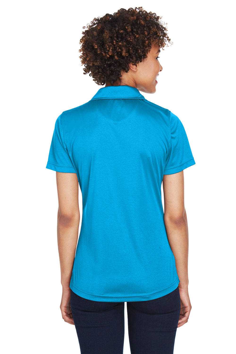 UltraClub 8425L Womens Cool & Dry Performance Moisture Wicking Short Sleeve Polo Shirt Sapphire Blue Model Back