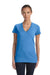 Bella + Canvas 8435 Womens Short Sleeve Deep V-Neck T-Shirt True Royal Blue Model Front