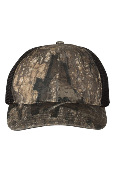 Richardson Hats 111P Mens Garment Washed Printed Snapback Trucker Hat Realtree Timber/Black Flat Front