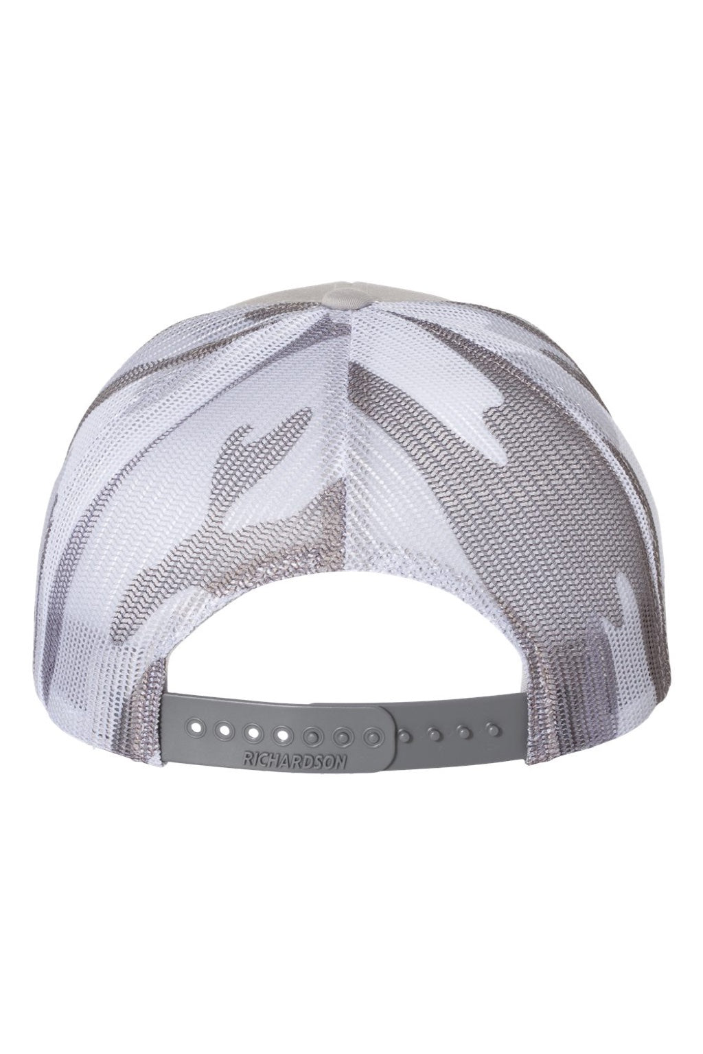 Richardson Hats 112PM Mens Printed Mesh Snapback Trucker Hat Silver Grey/Grey Camo Flat Back